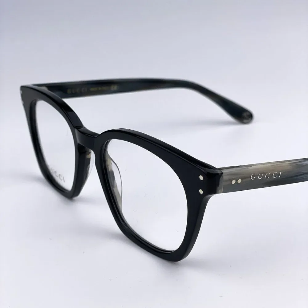 SALE! NEW GUCCI LOGO GG0572O 009 Black Gray Square Unisex Eyeglasses